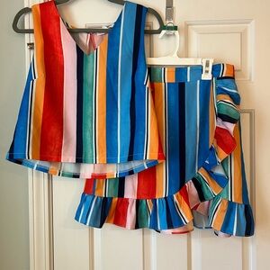 Karlie Multicolor Striped Top and Skirt Set